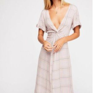 Free people plaid grid printed midi dress